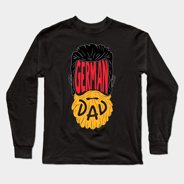 Bearded German Dad - Beard Tattoo Gift Long Sleeve T-Shirt by biNutz